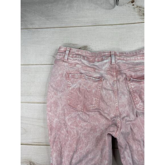 Time And Tru Jeans Womens 18 Pink Tie Dye Button Fly Denim Pants High Rise Crop - Picture 9 of 9